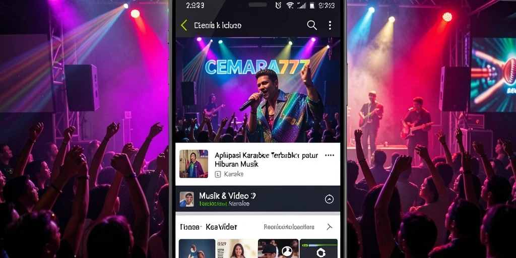 Antarmuka aplikasi CEMARA777 dengan pilihan lagu karaoke.