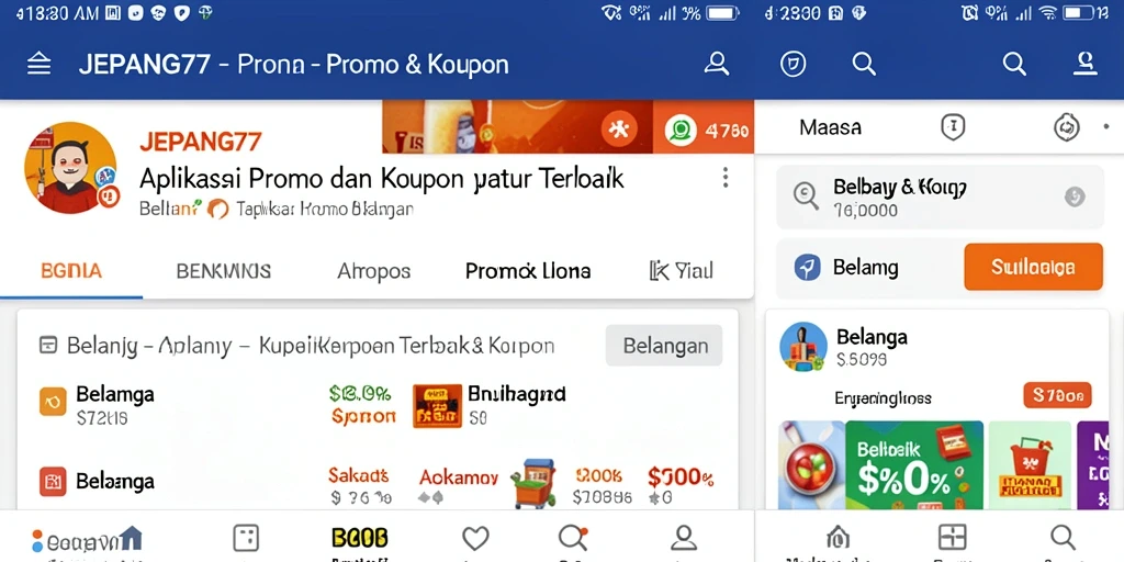 Tampilan antarmuka aplikasi JEPANG77 untuk promo dan kupon.
