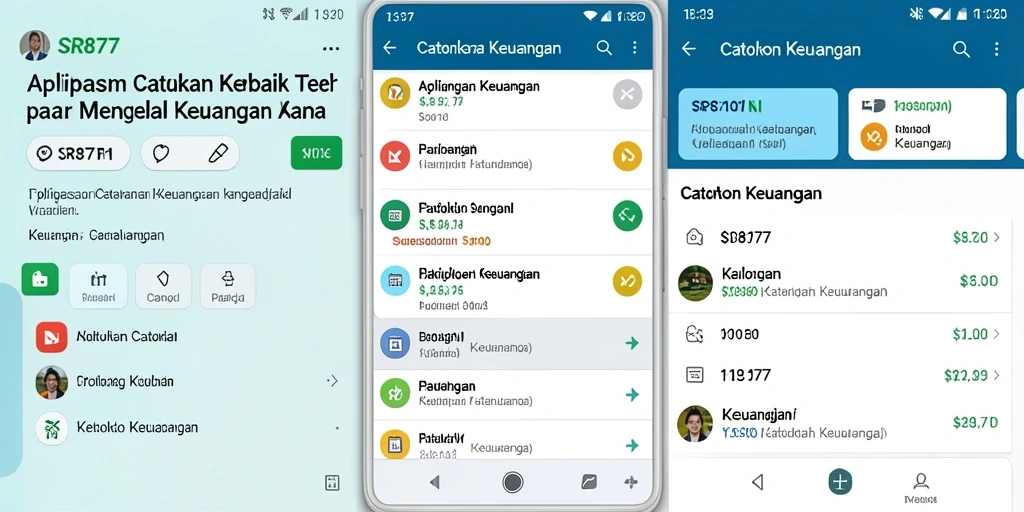 Antarmuka aplikasi SR877 untuk Catatan Keuangan yang mudah digunakan.