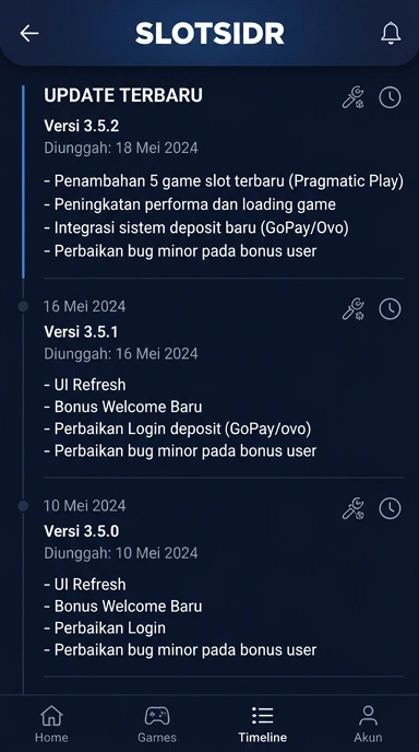Riwayat Versi slotsidr untuk Pengguna Android